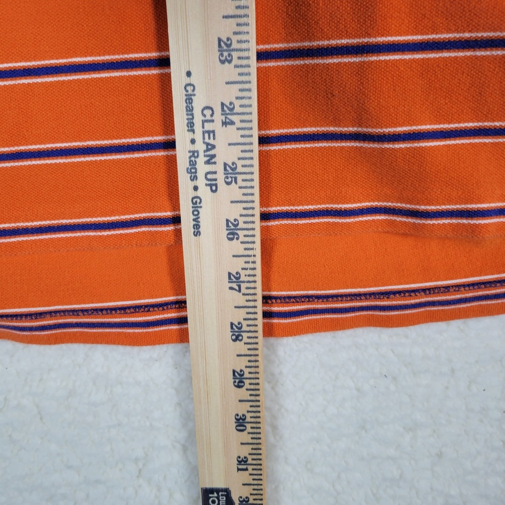 Polo Ralph Lauren Polo Shirt Mens Large Orange Blue Striped Short Sleeve Cotton - Picture 5 of 9